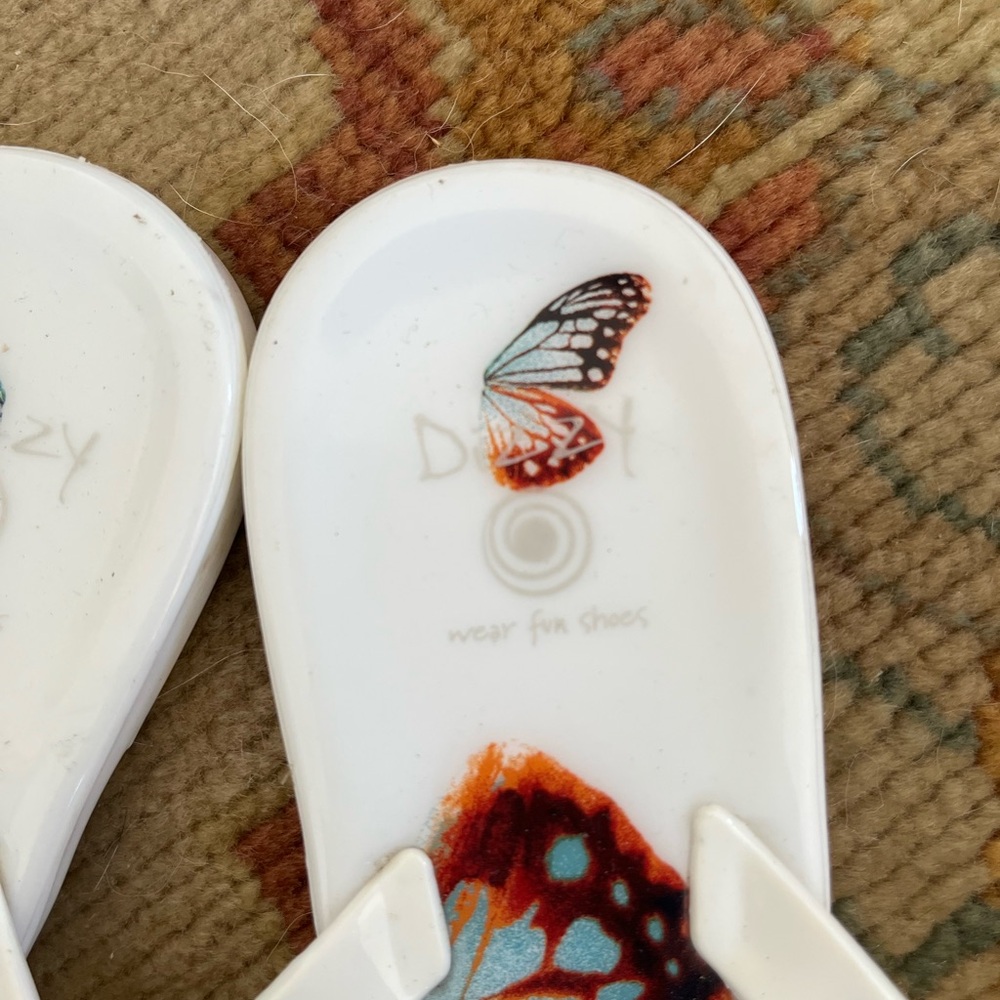Women's White Sandals with Butterfly Design - Picture 2 of 7